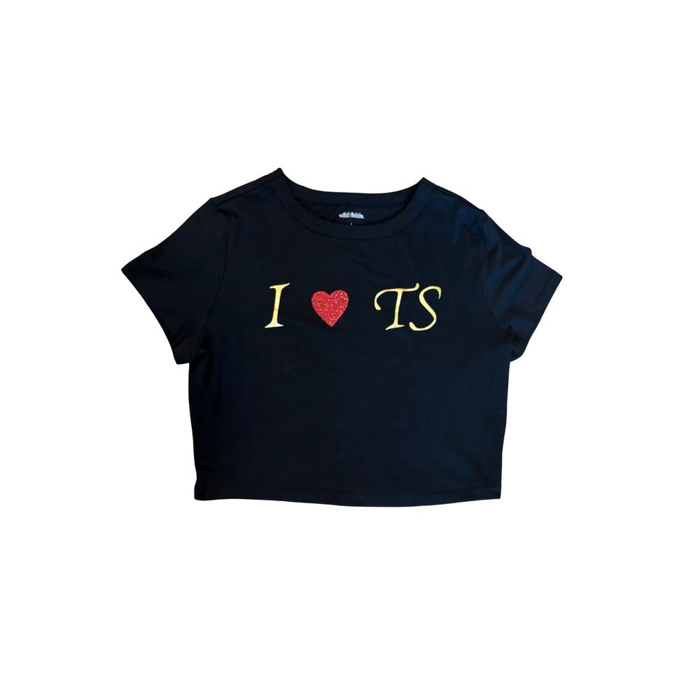 I Heart TS Crop Top – Black Swiftie Tee Reputation Eras Tour Look, Wild Fable L